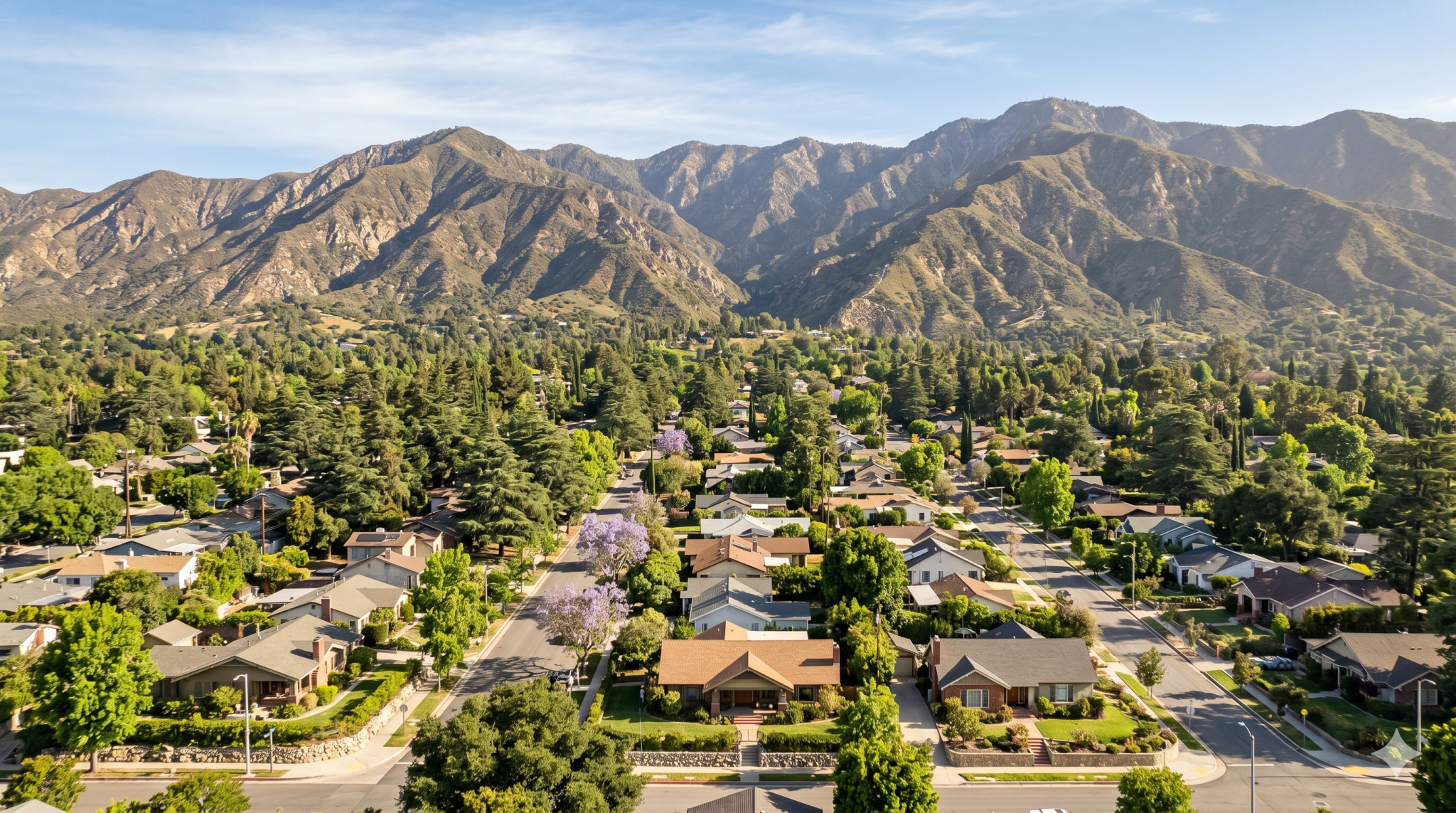 Altadena neighborhood overview — foothill streets with San Gabriel Mountains backdrop